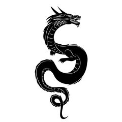 Fototapeta premium chinese dragon silhouette on white background vector