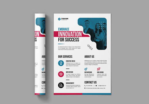 Business Flyer Layout with Colorful Accents