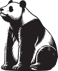 Giant panda vector black and white 