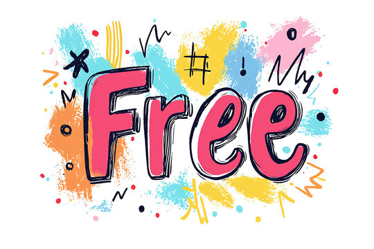 Colorful artistic text illustration of the word Free
