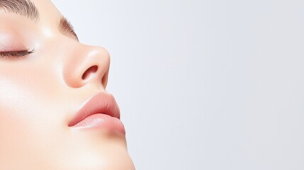 Flawless beauty portrait studio advertising close-up minimalist background health concept
