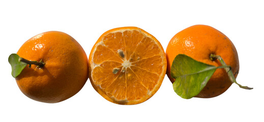 Fresh Oranges Halves PNG Isolated on White Background