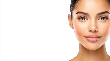 Fototapeta premium Radiant model glowing in a studio portrait hyperdetailed beauty shot close-up skin focus for health advertising