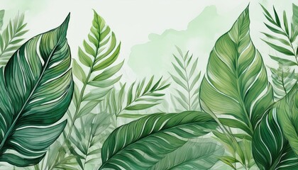 Vibrant Abstraction of Tropical Foliage and Botanicals in a Rich, Textured Vector Illustration Perfect for Branding and Design Projects