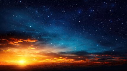 Obraz premium Stunning Sunset with Stars in an Expansive Night Sky Landscape