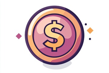 Obraz premium Minimal gradient coin with purple and pink hues