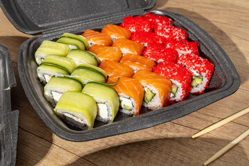 Sushi delivery at home. Sushi set