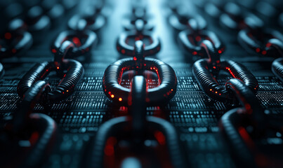 Optimizing supply chain management strategies through innovative digital technologies global reach infographic high-tech environment close-up view