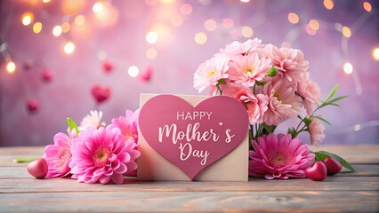 A joyful floral heart banner for Mother's Day.