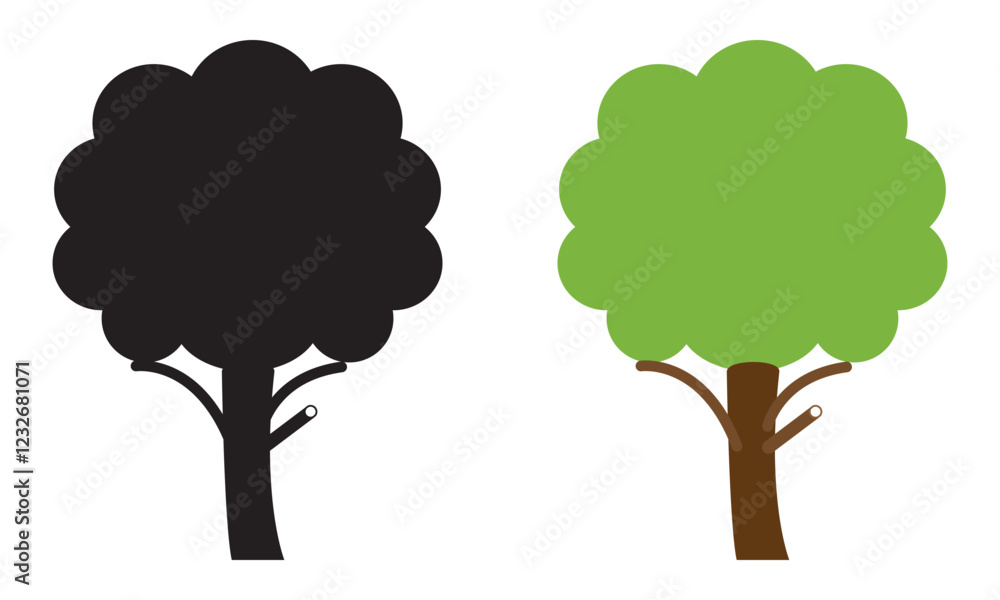 Poster set of tree icon vector isolated on transparent background