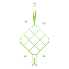 Ramadan ketupat line art vector decoration