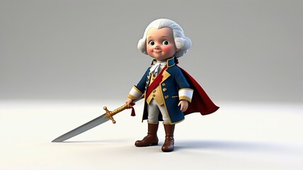 Fototapeta premium 3D Render of a Cute Cartoon Boy in a Royal Costume