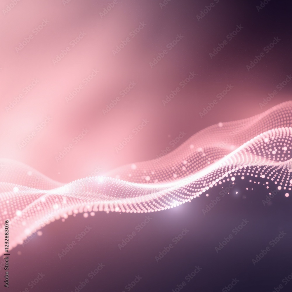 Poster abstract glowing pink wave with bokeh lights on dark purple background: a captivating flow of vibran