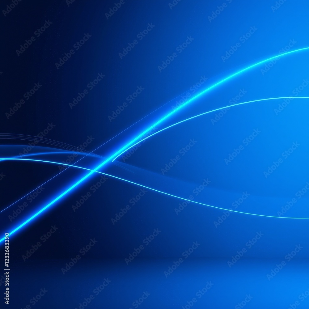 Poster a mesmerizing dance of flowing blue lines gracefully intertwining against a deep blue backdrop, crea