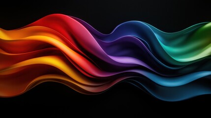 A colorful wave of fabric with a black background