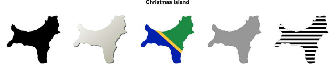 Obraz premium Christmas Island outline map set