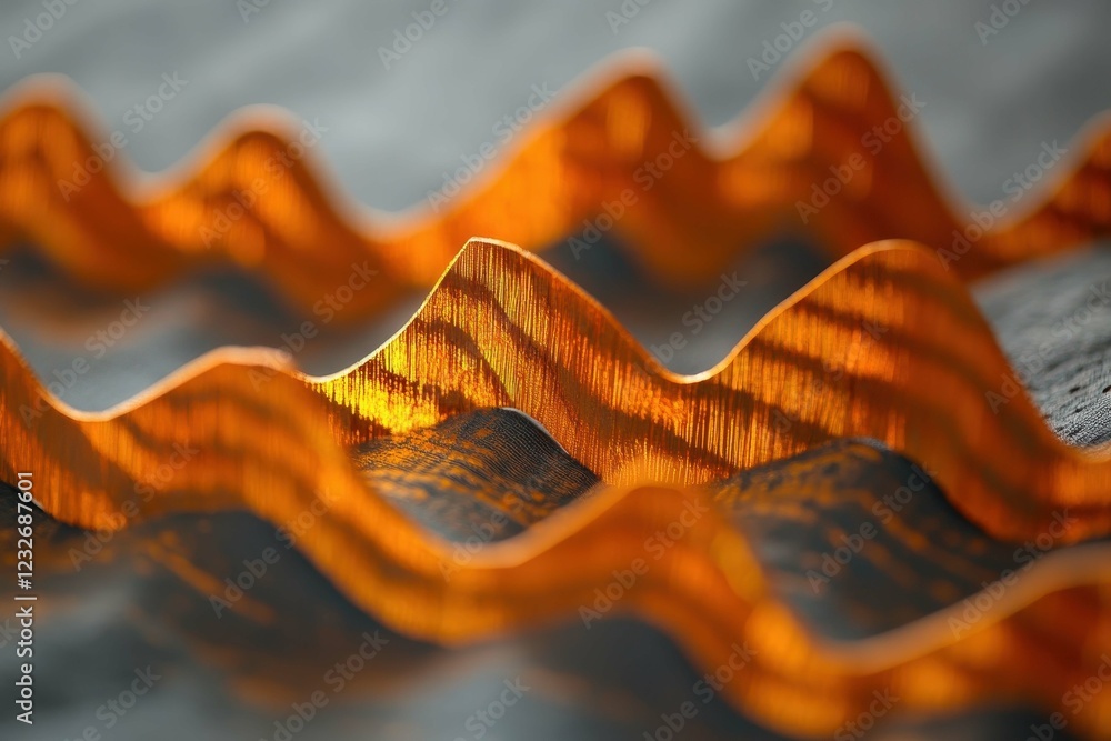 Poster intricate texture of orange fabric waves captured in natural light at a studio setting