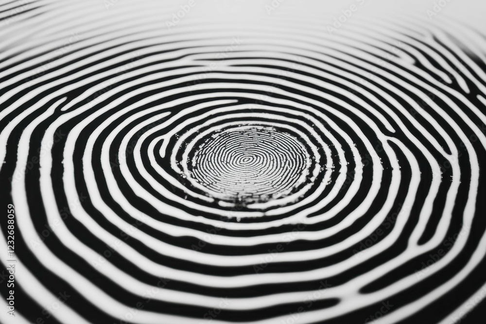 Poster intricate black and white pattern with concentric circles creating a mesmerizing visual effect