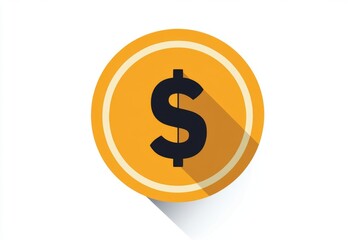 Fototapeta premium Golden coin with simple dollar symbol