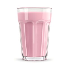 glass with pink milk isolated on white background