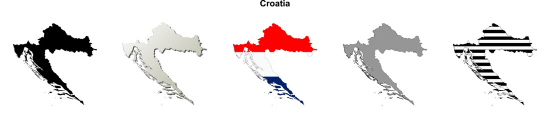 Croatia outline map set