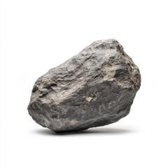 Large natural rock with rough surface isolated on white background, geology and nature concept