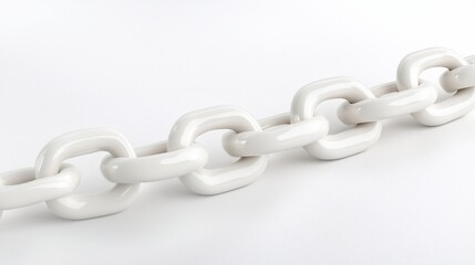 Obraz premium White chain links on white background, connection concept, studio shot