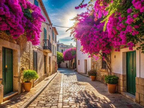 Fototapeta Sun-drenched Streets of Sa Pobla, Mallorca: A Charming Spanish Town