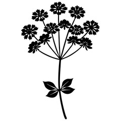 set of black silhouettes of leaves