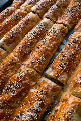 Traditional turkish minced meat and sesame pastry