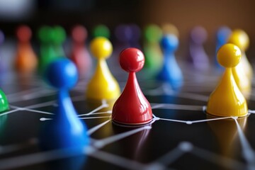 Colorful game pieces on a board illustrate strategy and gameplay in a friendly competition among friends