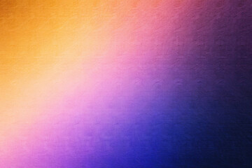 Abstract Gradient Background in Gold, Red, Coral, Orange, Yellow, Peach, Pink, Magenta, Purple, and Blue Tones with Iridescent Effects, Rough Grain, Noise, and Grunge Texture Design Template