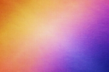 Abstract Gradient Background in Gold, Red, Coral, Orange, Yellow, Peach, Pink, Magenta, Purple, and Blue Tones with Iridescent Effects, Rough Grain, Noise, and Grunge Texture Design Template
