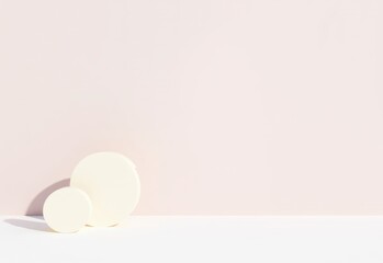 Fototapeta premium Minimalist geometric object in soft pastel tones, casting a shadow against a bright white background, creating a modern and abstract aesthetic