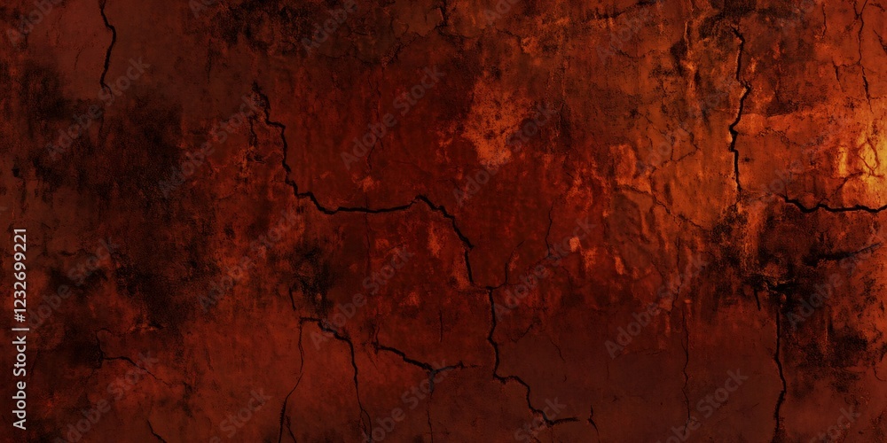 Poster dark red grunge cracked concrete wall texture creating a dramatic and intense background, ideal for 