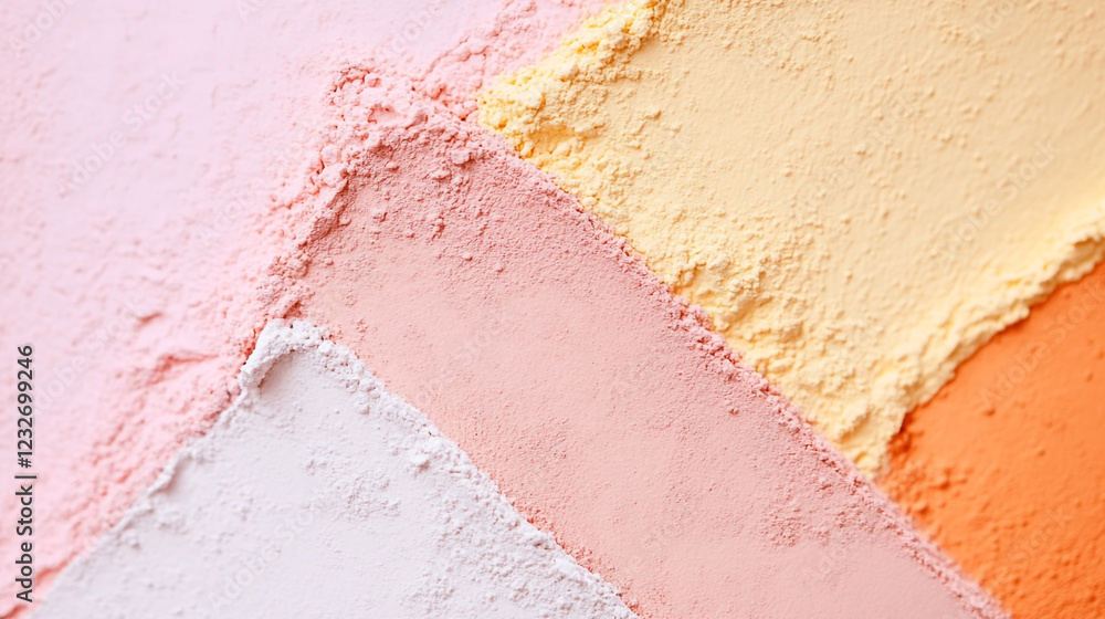 Aufkleber different colored powders arranged in diagonal stripes on a textured background