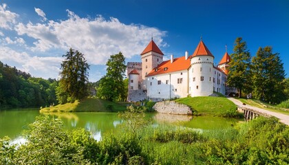 Fototapeta premium beautiful romantic castle by the lake 