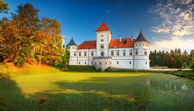 beautiful romantic castle by the lake 