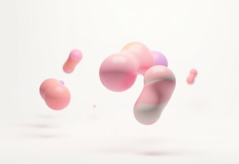 Minimalist geometric object in soft pastel tones, casting a shadow against a bright white background, creating a modern and abstract aesthetic