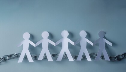 손과 손이 연결된 종이 사슬 형태의 종이인형