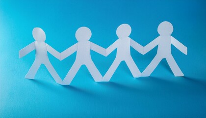 손과 손이 연결된 종이 사슬 형태의 종이인형