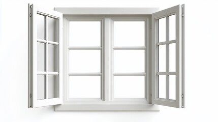 Obraz premium Open white double-hung window, clean background, home improvement