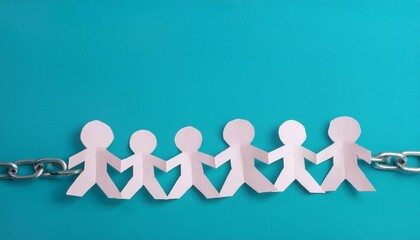 손과 손이 연결된 종이 사슬 형태의 종이인형