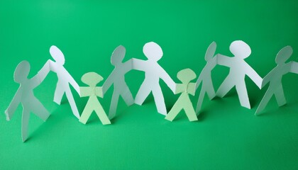 손과 손이 연결된 종이 사슬 형태의 종이인형