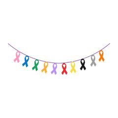 World Cancer Day Decorative Garland Of Colorful Ribbons