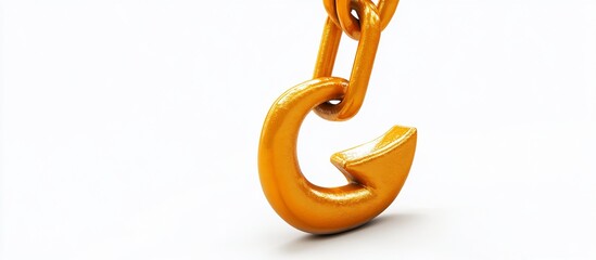 Obraz premium Golden hook hanging on chain against white