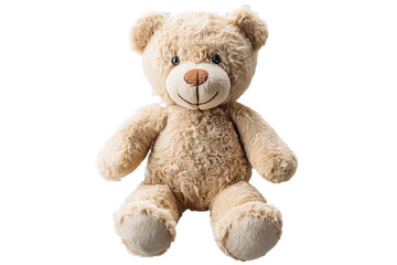 Fototapeta premium A soft toy teddy bear on a clear, transparent background.