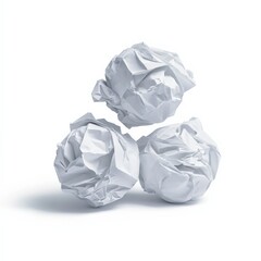 Obraz premium three crumpled paper balls isolated on a white background
