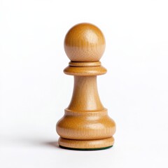 wooden pawn chess piece on white background
