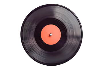 A vintage vinyl record on a clear, transparent background.